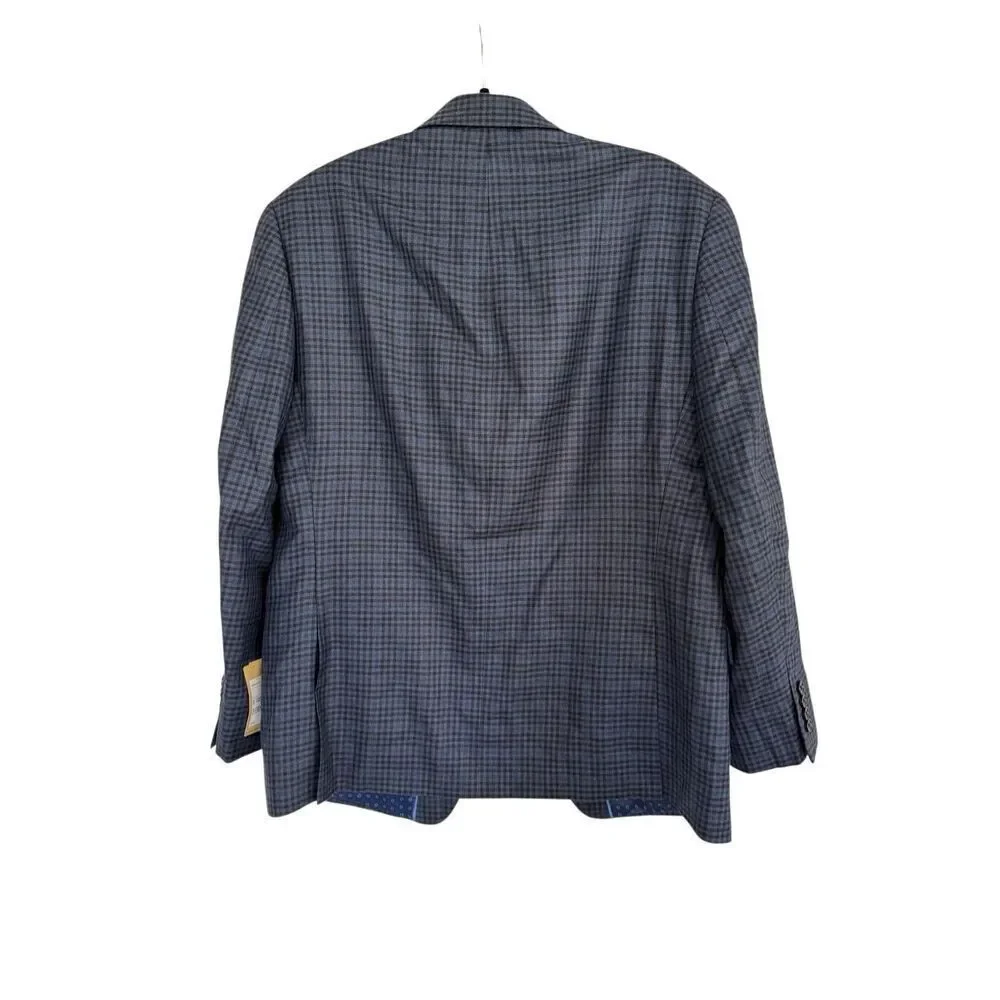 NWT Michael Kors Mens Blue Plaid Wool Silk Blend Blazer Sport Coat Jacket Sz 42